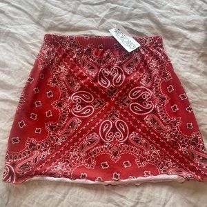 Red Paisley Mini Skirt